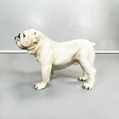 Italian Modern Beige & Black Ceramic Sculpture of Standing Bulldog, 1970s-GDD-1306578