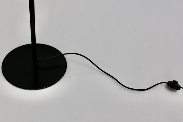 Italian Modern Black and White Glass Floor Lamp with Tube Steel Stem, 1980s-NB-764690