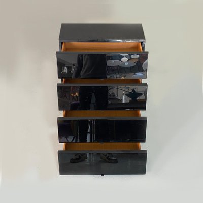 Italian Modern Black Lacquered Wood Dressers, 1980s, Set of 2-GDD-1419199