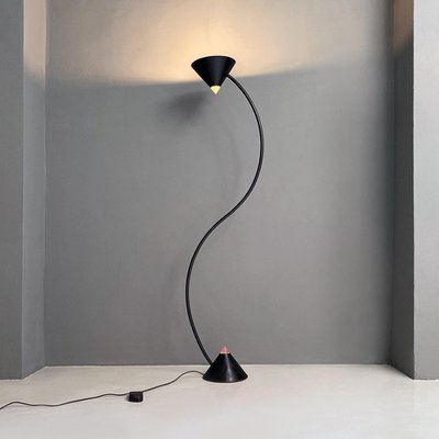 Italian Modern Black Metal and Plastic Yang Floor Lamp attributed to Bieffeplast, 1980s-GDD-1386622