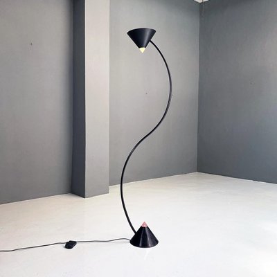 Italian Modern Black Metal and Plastic Yang Floor Lamp attributed to Bieffeplast, 1980s-GDD-1386622