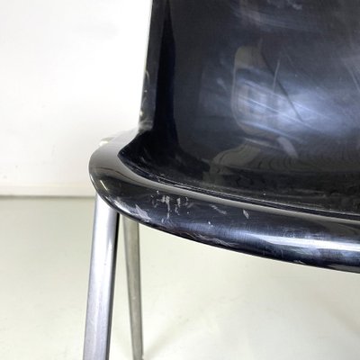 Italian Modern Black Plastic Chairs Modus SM 203 attributed to Borsani for Tecno, 1980s, Set of 8-GDD-1761422