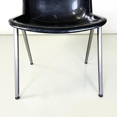 Italian Modern Black Plastic Chairs Modus SM 203 attributed to Borsani for Tecno, 1980s, Set of 8-GDD-1761422