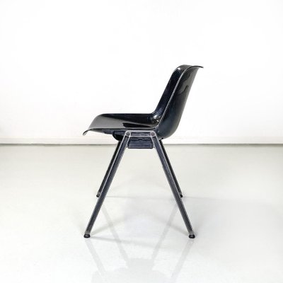 Italian Modern Black Plastic Chairs Modus SM 203 attributed to Borsani for Tecno, 1980s, Set of 8-GDD-1761422