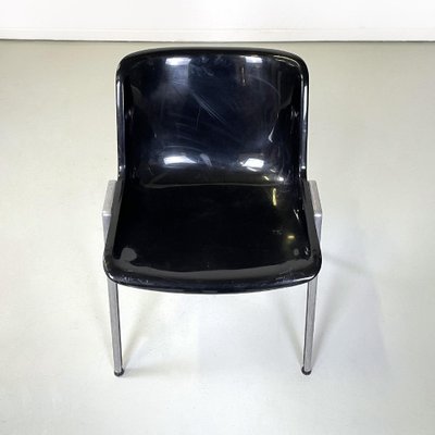 Italian Modern Black Plastic Chairs Modus SM 203 attributed to Borsani for Tecno, 1980s, Set of 8-GDD-1761422