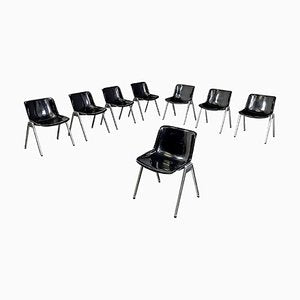 Italian Modern Black Plastic Chairs Modus SM 203 attributed to Borsani for Tecno, 1980s, Set of 8-GDD-1761422