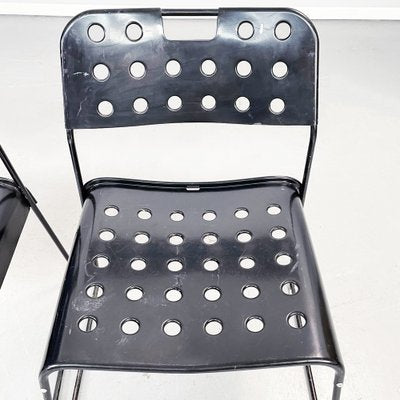 Italian Modern Black Steel Chairs Omstak by Rodney Kinsman Bieffeplast, 1970s, Set of 2-GDD-1396829