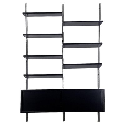 Italian Modern Black Wood and Metal Bookcase E22 attributed to Borsani for Tecno, 1970s-GDD-1749325