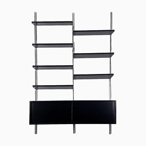 Italian Modern Black Wood and Metal Bookcase E22 attributed to Borsani for Tecno, 1970s-GDD-1749325