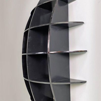 Italian Modern Black Wood Convex Shape Wall Bookcase, 1980s-GDD-1344885