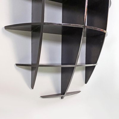 Italian Modern Black Wood Convex Shape Wall Bookcase, 1980s-GDD-1344885