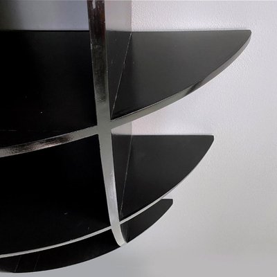 Italian Modern Black Wood Convex Shape Wall Bookcase, 1980s-GDD-1344885