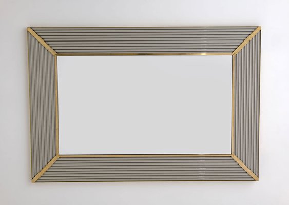 Italian Modern Brass and Murano Glass Wall Mirror, 1990s-FER-1754486