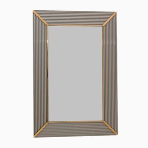 Italian Modern Brass and Murano Glass Wall Mirror, 1990s-FER-1754486