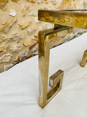 Italian Modern Brass & Glass Side Tables, 1970s, Set of 2-OJT-1183416