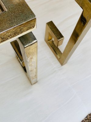 Italian Modern Brass & Glass Side Tables, 1970s, Set of 2-OJT-1183416