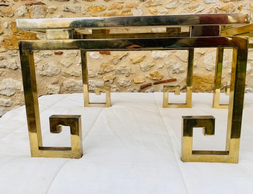 Italian Modern Brass & Glass Side Tables, 1970s, Set of 2-OJT-1183416