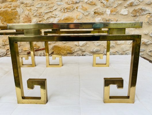 Italian Modern Brass & Glass Side Tables, 1970s, Set of 2-OJT-1183416