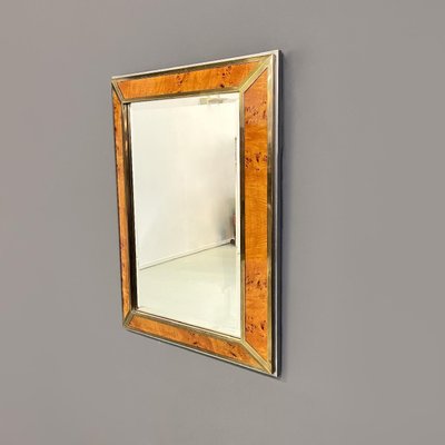 Italian Modern Briar Root, Brass and Chromed Metal Wall Mirror attributed to D.I.D., 1980s-GDD-1762636