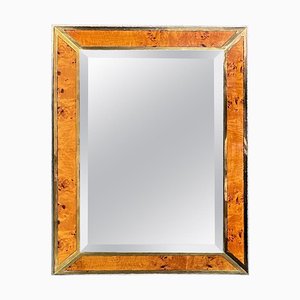 Italian Modern Briar Root, Brass and Chromed Metal Wall Mirror attributed to D.I.D., 1980s-GDD-1762636