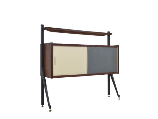 Italian Modern Cabinet with Colored Sliding Doors, Italy, 1970s-UQV-1008723