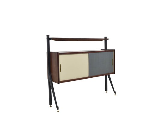 Italian Modern Cabinet with Colored Sliding Doors, Italy, 1970s-UQV-1008723