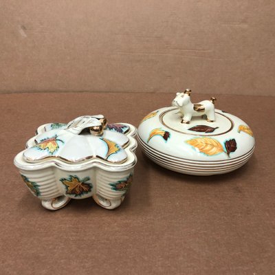 Italian Modern Ceramic Deruta Boxes, 1960s, Set of 2-NMK-604797