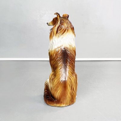 Italian Modern Ceramic Sculpture of Sitting Collie Dog, 1970s-GDD-1306577