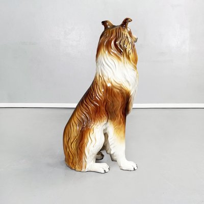 Italian Modern Ceramic Sculpture of Sitting Collie Dog, 1970s-GDD-1306577