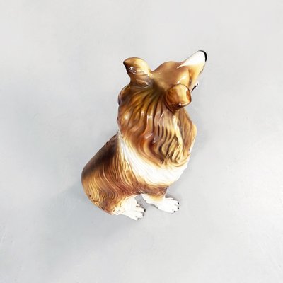 Italian Modern Ceramic Sculpture of Sitting Collie Dog, 1970s-GDD-1306577