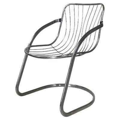 Italian Modern Chair in Curved Tubular Chromed Steel, 1970s-GDD-1761424