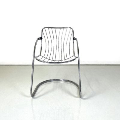 Italian Modern Chair in Curved Tubular Chromed Steel, 1970s-GDD-1761424