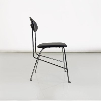 Italian Modern Chair in Steel and Black Leather attributed to Alessandro Mendini for Zabro, 1980s-GDD-1776511