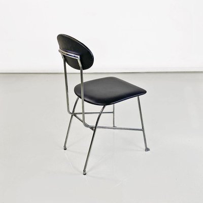 Italian Modern Chair in Steel and Black Leather attributed to Alessandro Mendini for Zabro, 1980s-GDD-1776511