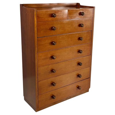 Italian Modern Chest of Drawers in Wood with Spherical Handle, 1980s-GDD-1818119