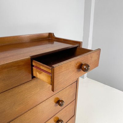 Italian Modern Chest of Drawers in Wood with Spherical Handle, 1980s-GDD-1818119