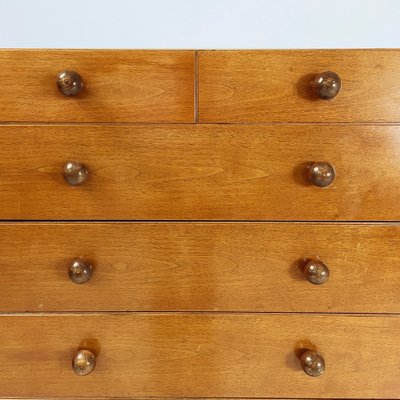 Italian Modern Chest of Drawers in Wood with Spherical Handle, 1980s-GDD-1818119