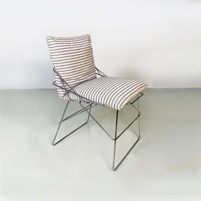 Italian Modern Chromed Metal & Cotton Sof Sof Chairs attributed to Enzo Mari for Driade, 1980s, Set of 3-GDD-1419218