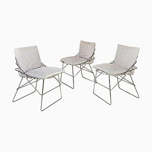 Italian Modern Chromed Metal & Cotton Sof Sof Chairs attributed to Enzo Mari for Driade, 1980s, Set of 3-GDD-1419218