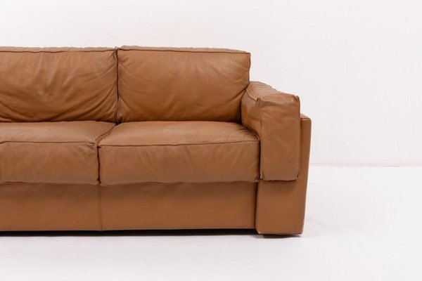 Italian Modern Cognac Leather Sofa-KMC-1743247