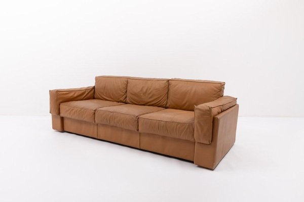 Italian Modern Cognac Leather Sofa-KMC-1743247