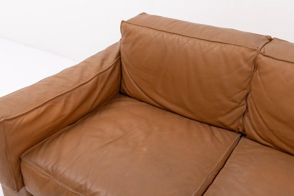 Italian Modern Cognac Leather Sofa-KMC-1743247