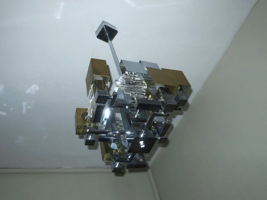 Italian Modern Cubist Chandelier by Gaetano Sciolari, 1960s-ED-1732878