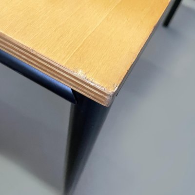 Italian Modern Dining Table or Desk in Wood and Black Metal, 1980s-GDD-1821587