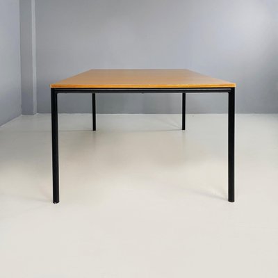 Italian Modern Dining Table or Desk in Wood and Black Metal, 1980s-GDD-1821587