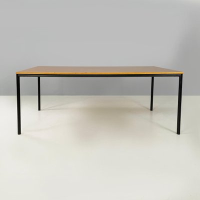 Italian Modern Dining Table or Desk in Wood and Black Metal, 1980s-GDD-1821586