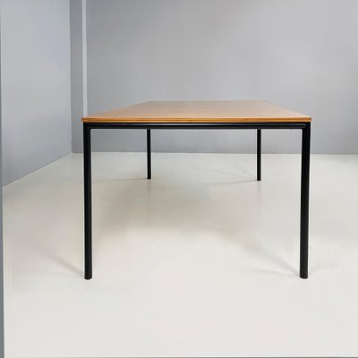 Italian Modern Dining Table or Desk in Wood and Black Metal, 1980s-GDD-1821586