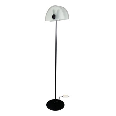 Italian Modern Floor Lamp in Matt Glass Lampshape and Black Metal, 1980s-GDD-1777385