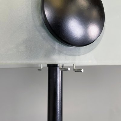 Italian Modern Floor Lamp in Matt Glass Lampshape and Black Metal, 1980s-GDD-1777385