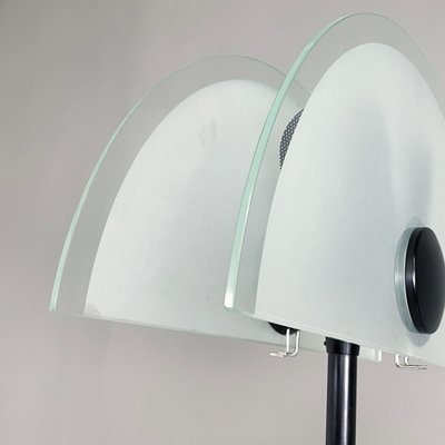 Italian Modern Floor Lamp in Matt Glass Lampshape and Black Metal, 1980s-GDD-1777385